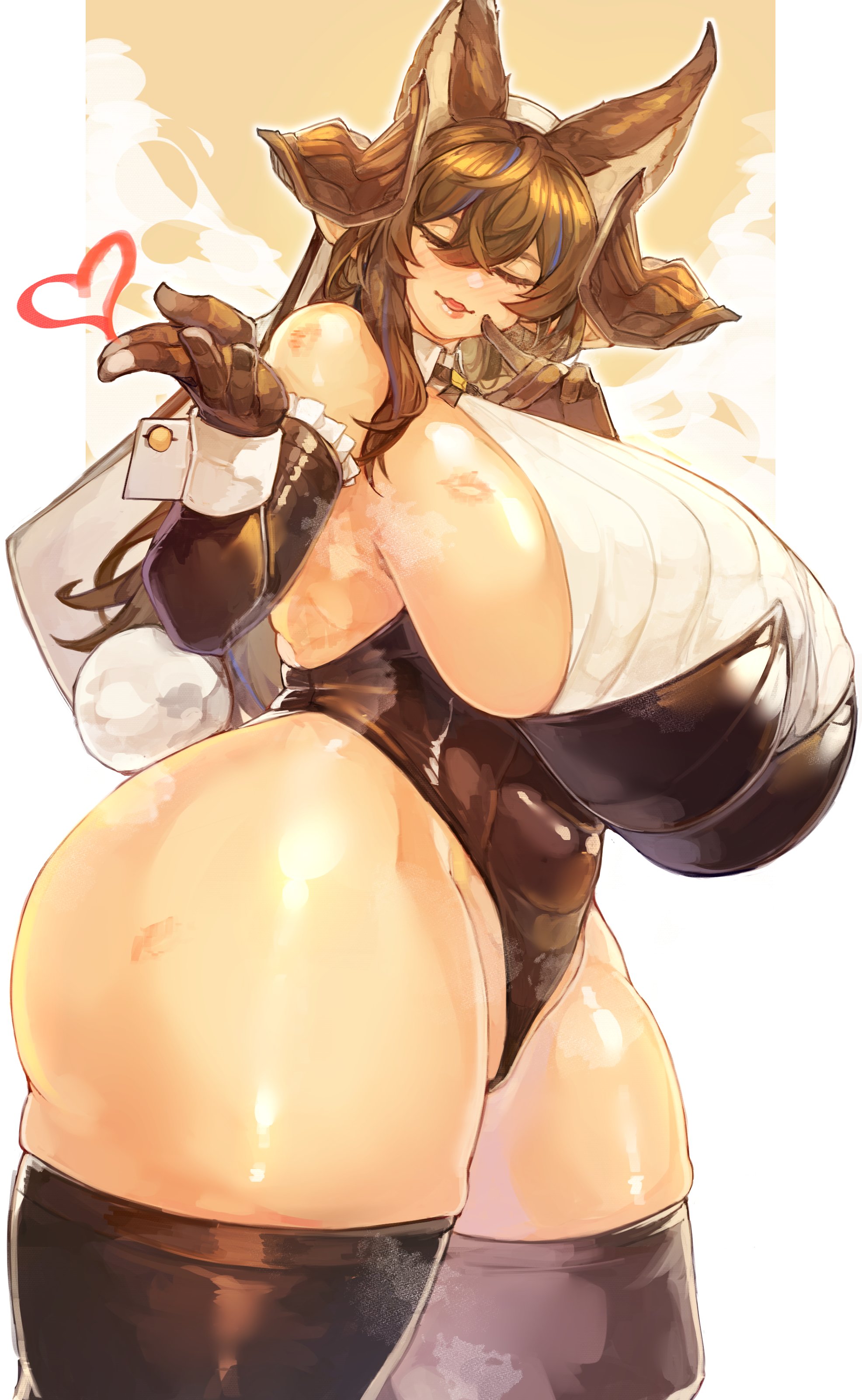 1girls, breasts, closed eyes, female, galleon (granblue fantasy), granblue fantasy, granblue fantasy versus, heart symbol, huge ass, huge breasts, huge thighs, kiss mark, larribee, lipstick, lipstick mark, looking at viewer, tagme, thick thighs, wtgn grim