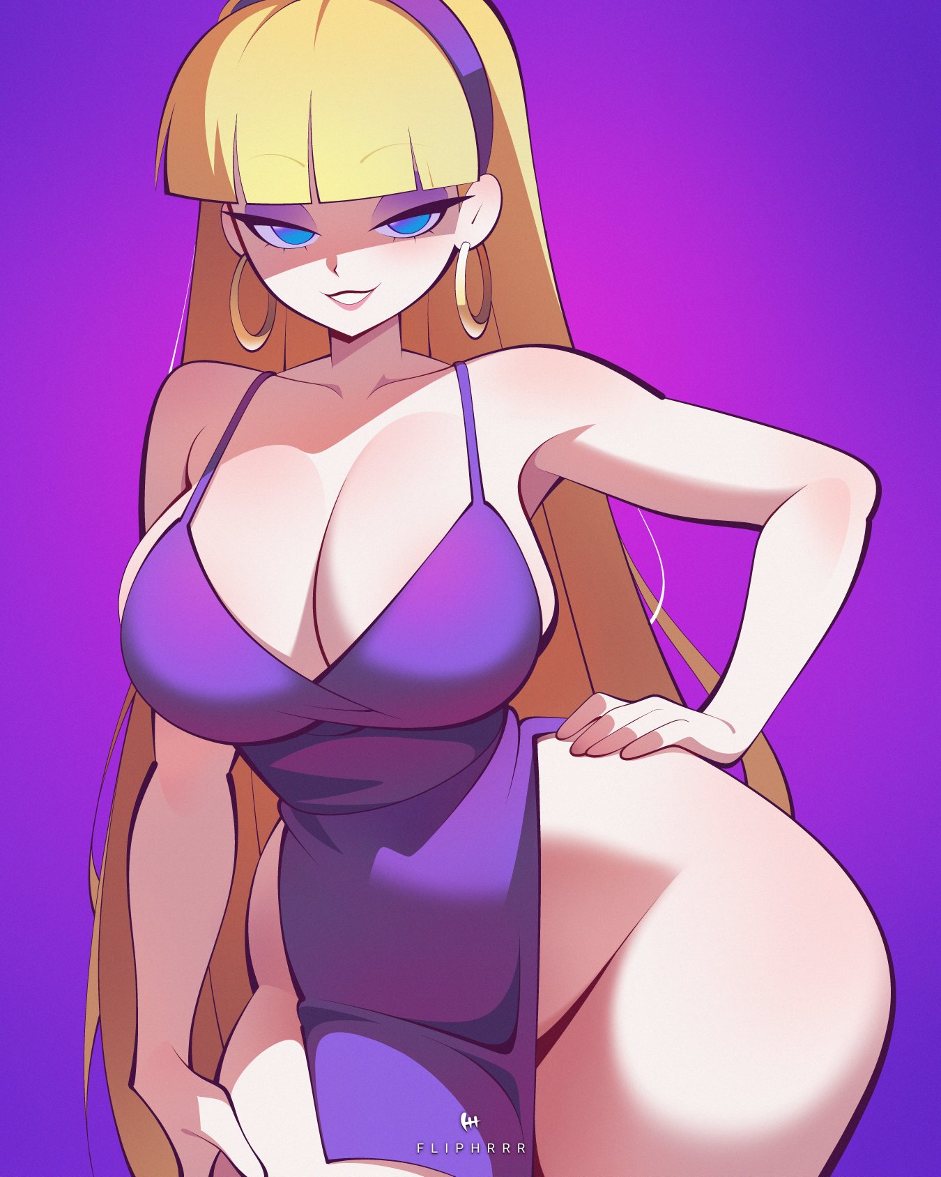 1girls, breasts, dress, female, female focus, female only, flipherrrr, fliphrrr, gravity falls, large breasts, light skin, light-skinned female, looking at viewer, pacifica northwest, solo, thick thighs, thighs, wide hips