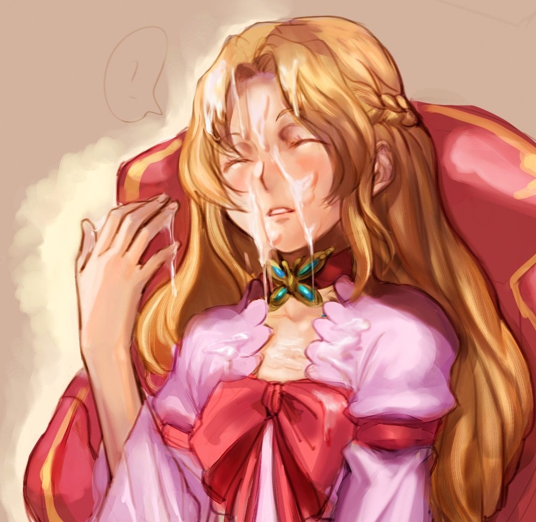 1girls blind bow_(artist) bow_(bhp) brown_hair closed_eyes code_geass cum cum_on_hair facial female female_only long_hair nunnally_lamperouge solo