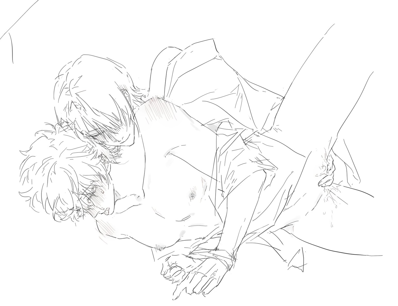 1boy, 1cuntboy, blush, bound wrists, cuntboy, finger fuck, fingering, fingering partner, fingering pussy, genderswap, genderswap (mti), gintama, gintoki sakata, intersex, male, male on cuntboy, monochrome, mti crossgender, pussy, pussy juice, restrained, rule 63, sketch, takasugi shinsuke, tears, tongue, tongue out, uncensored, wy3163561826160