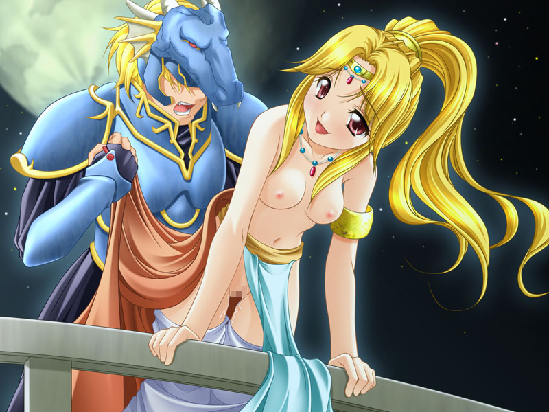 armband armor blonde_hair censored female final_fantasy final_fantasy_iv full_moon hair_ornament helmet human jewelry kain_highwind loincloth long_hair male moon necklace nipples nude open_mouth pink_eyes ponytail rosa_farrell straight tiara tied_hair tsuki_nami_yuu