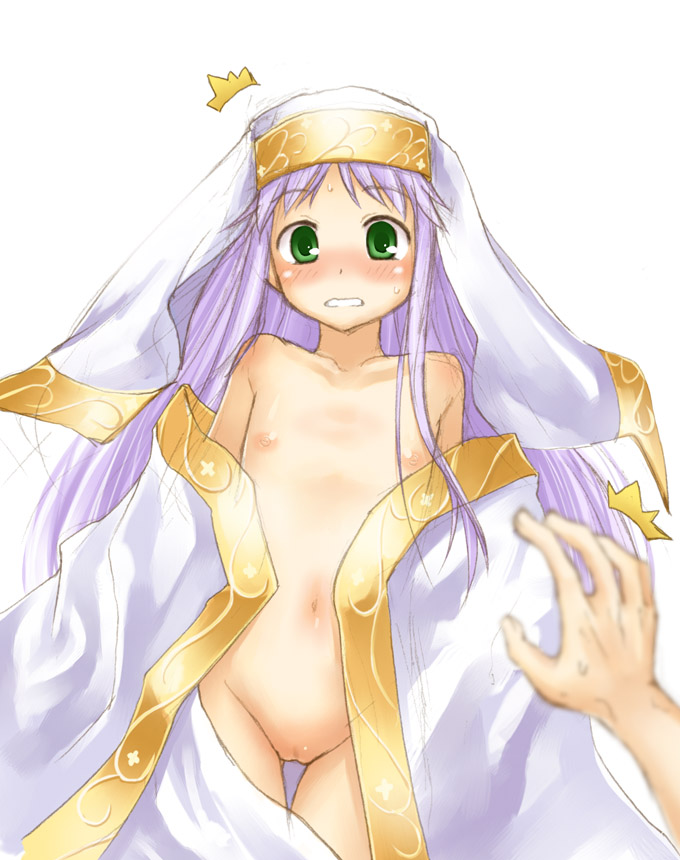 flat_chest green_eyes hat index kasuga_yukihito nipples purple_hair pussy to_aru_majutsu_no_index uncensored undressing