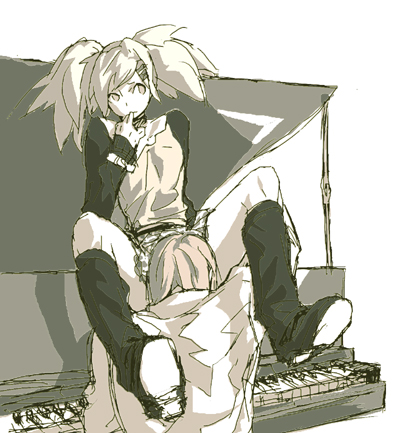 boots character_request copyright_request cunnilingus female grand_piano instrument long_hair lowres male oral piano skirt yui_toshiki