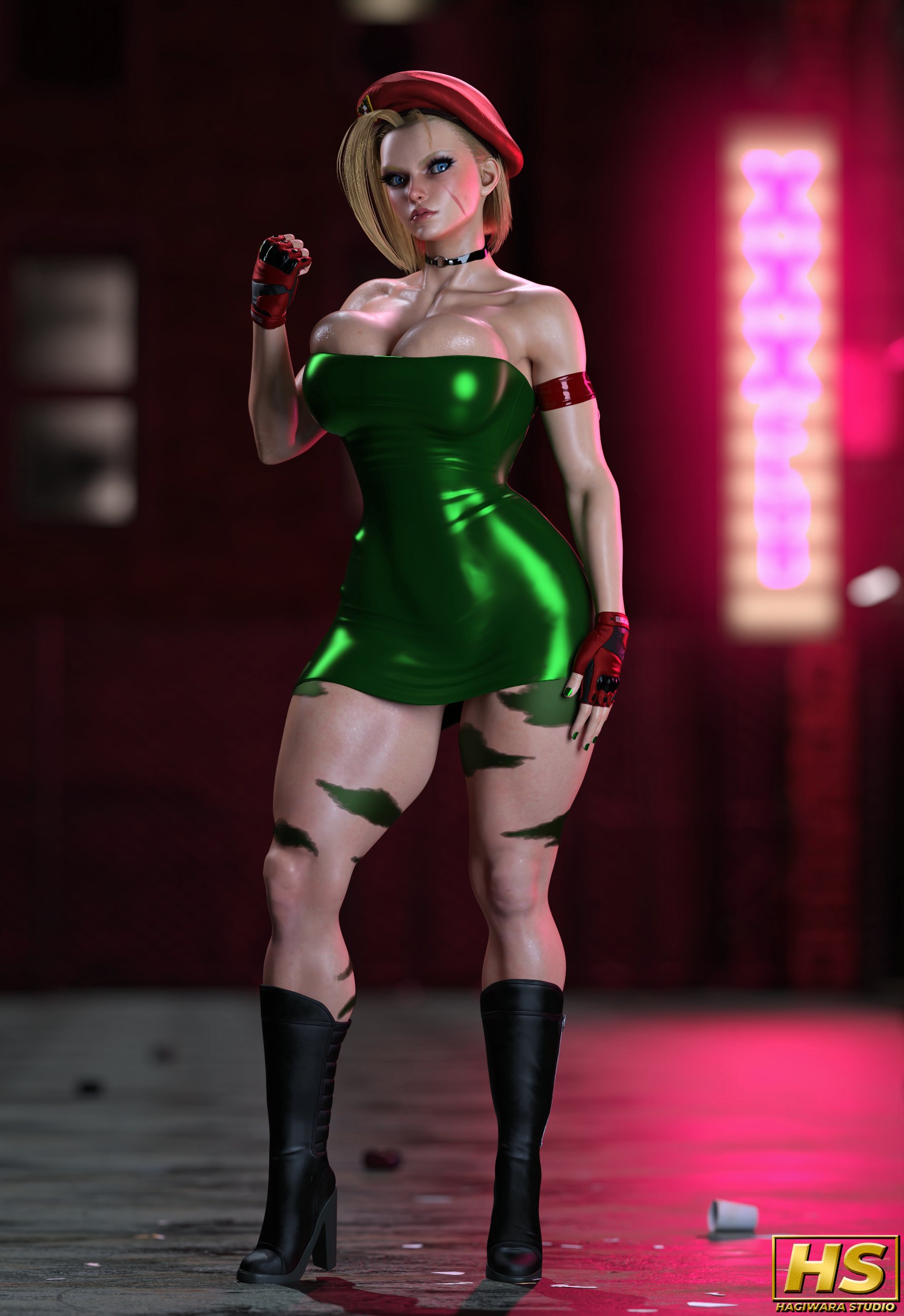 1girls, 3d, ass, big ass, big breasts, blonde hair, blue eyes, boots, breasts, cammy white, capcom, female, female only, hagiwara studio, solo, street fighter, street fighter 6, tagme, thick thighs, tight clothing, tight fit