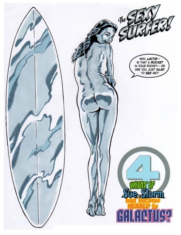 1girls adam_walters ass cheeky fantastic_four female female_only genderswap horny_female human humanoid invisible_woman marvel marvel_comics metallic_body nude nude_female silver_skin silver_surfer solo straight_hair sue_storm surfboard tebra