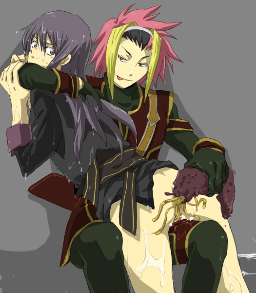 2boys ass human male male_only malesub monster multiple_males restrained tagme tales_of_(series) tales_of_vesperia tentacle tentacle_on_male yaoi yuri_lowell zagi