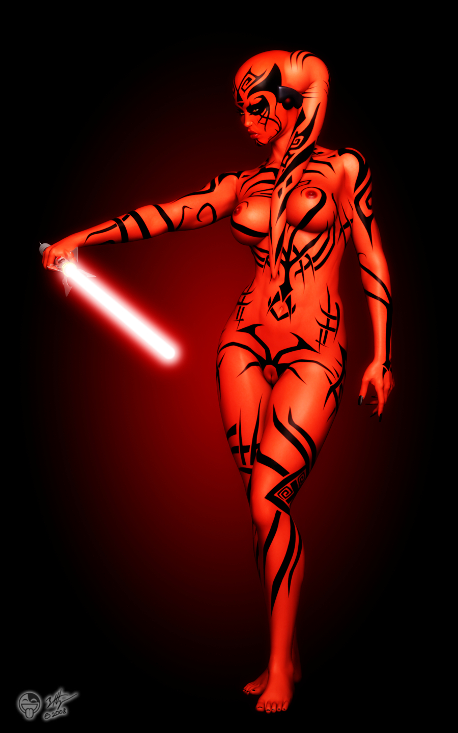 1girls 2008 3d alien darth_hell darth_talon female female_only lightsaber red_skin sith solo star_wars star_wars:_legacy tattoo twi'lek