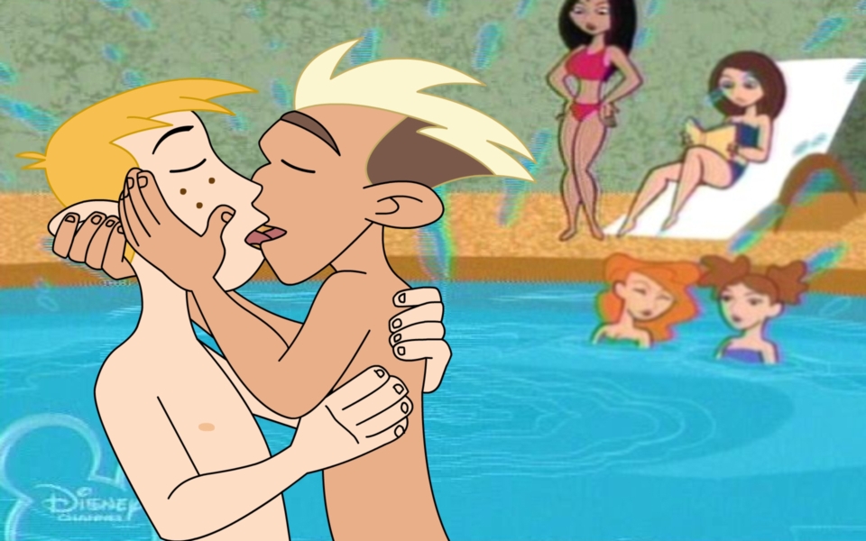 disney disney_channel female french_kiss gay human josh_mankey kim_possible kissing male male/male multiple_males nipples ron_stoppable straight_hair tagme yaoi