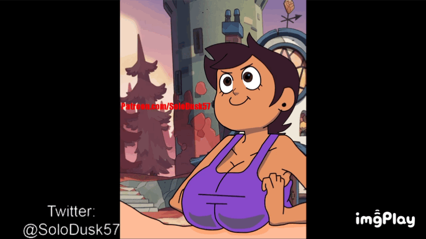 1boy, 1girls, alternate breast size, animated, big breasts, breasts, brown eyes, dark skin, dark-skinned female, disney, disney channel, female, interracial, large breasts, luz noceda, male, paizuri, penis, smooth skin, solodusk57, straight, the owl house, traced