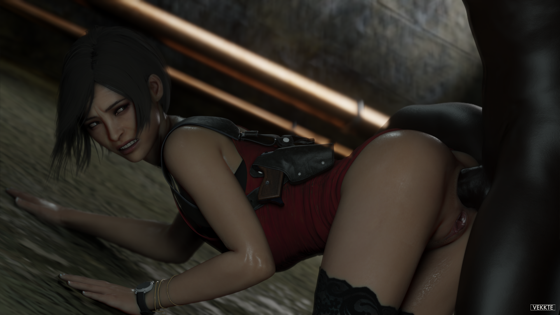 1boy, 1girls, 3d, ada wong, anal, anal grip, anal penetration, anal sex, anus, ass, big penis, biohazard, black hair, blender, breasts, brown eyes, capcom, dark skin, dark-skinned male, deep penetration, doggy style, eye contact, eyeshadow, faceless male, female, green eyes, interracial, large penis, lipstick, looking back, male, medium breasts, medium hair, painful, pale skin, penetration, penis, pussy, resident evil, resident evil 2, resident evil 2 remake, sex, skinny, slim, straight, sweat, tight anal, umbrella rpd, unseen male face, vekkte, worried