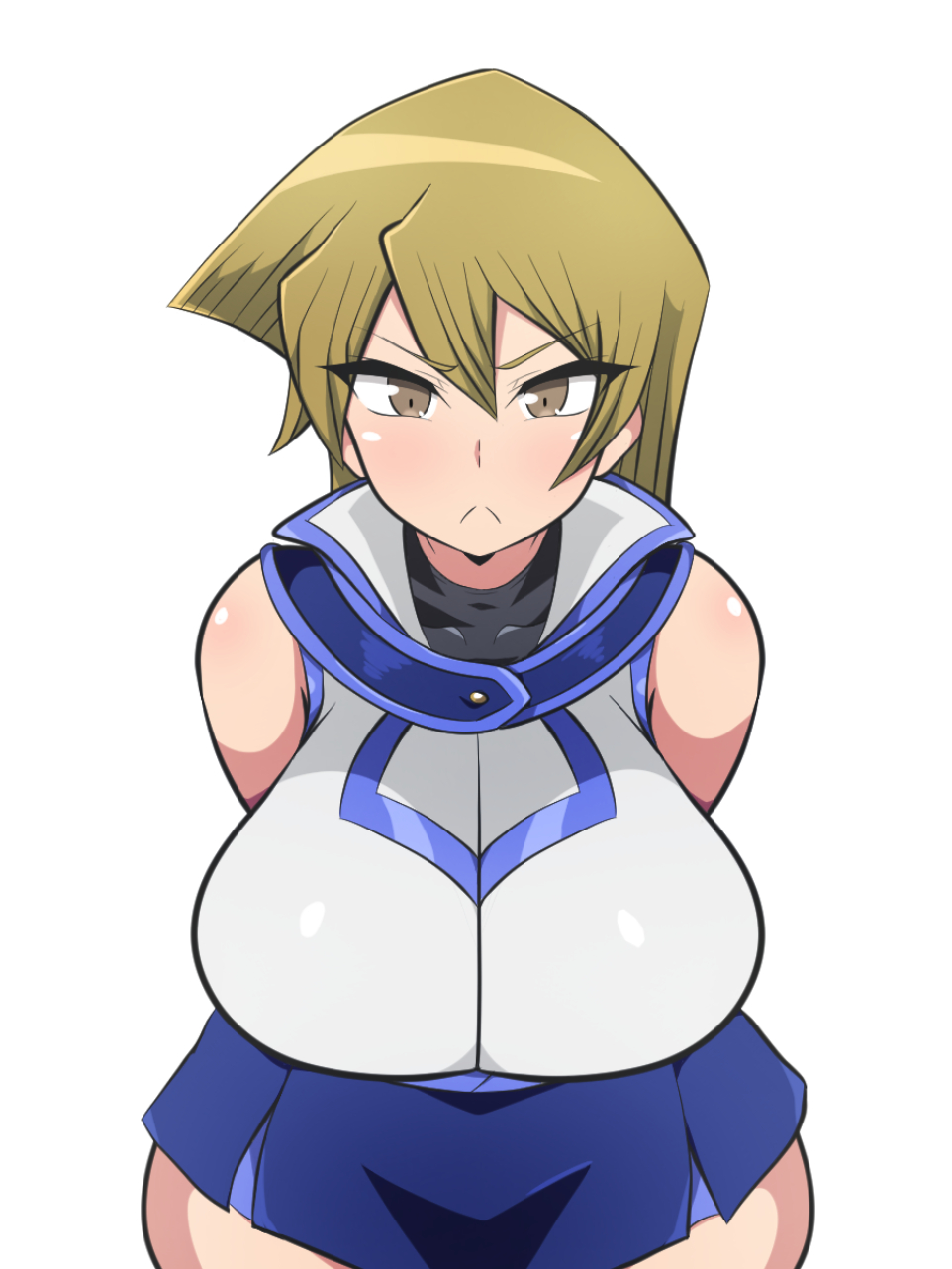 1girls, alexis rhodes, big breasts, breasts, clothing, dd (artist), female, grey eyes, huge breasts, large breasts, light skin, light-skinned female, long hair, miniskirt, pale skin, pale-skinned female, skirt, white background, wide hips, yu-gi-oh!, yu-gi-oh! gx