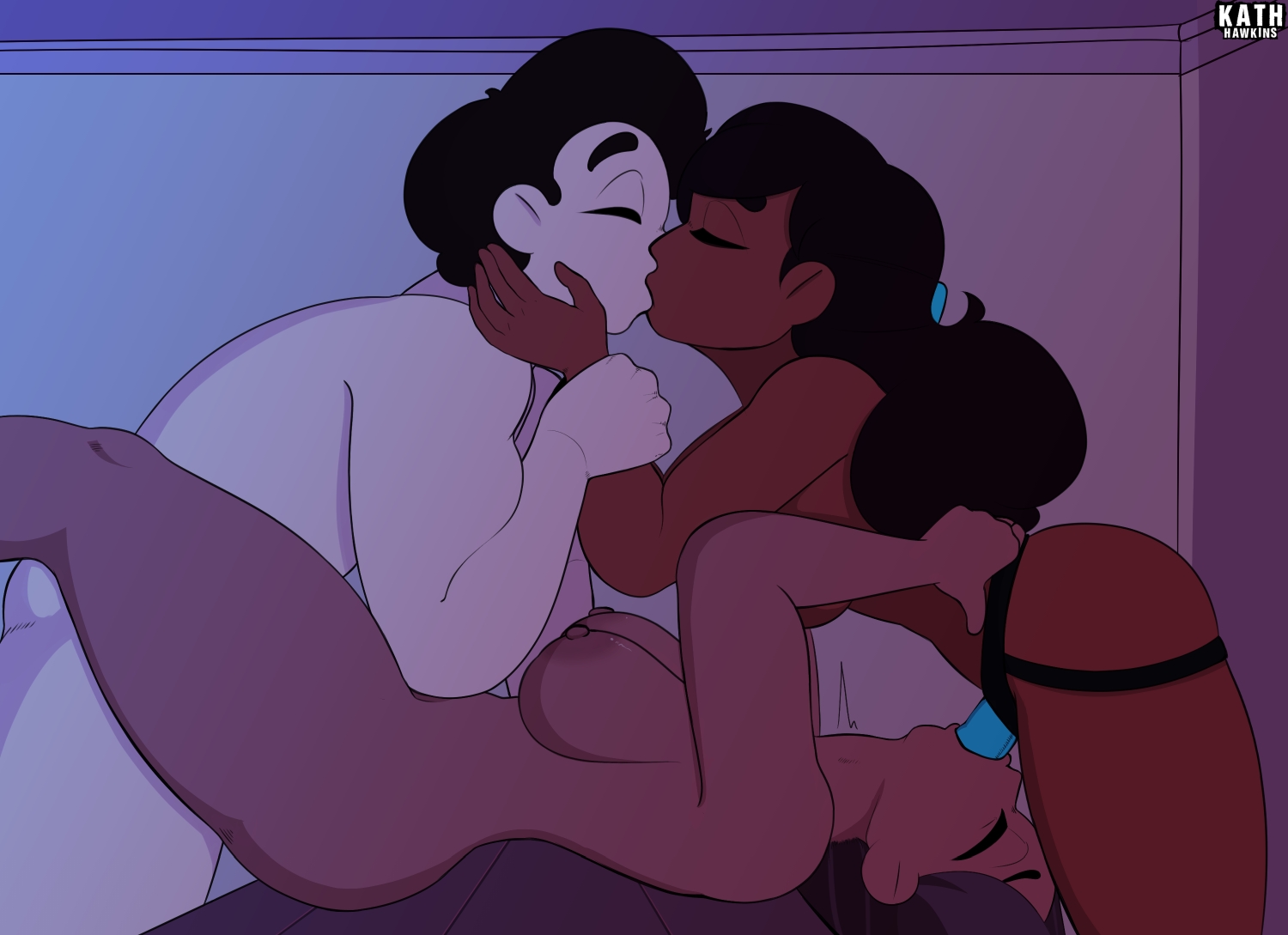 1boy, 2girls, areolae, artist name, ass, bisexual, bisexual female, breasts, canon couple, connie maheswaran, dark skin, dark-skinned female, eyes closed, female, ffm threesome, incest, indian, interracial, kath hawkins, kissing, light skin, light-skinned male, long hair, male, mother and daughter, nipples, nude, oral, pale skin, pale-skinned male, priyanka maheswaran, spitroast, steven quartz universe, steven universe, straight hair, strap-on, strapon, tagme, thick thighs, threesome, trio, watermark, younger male