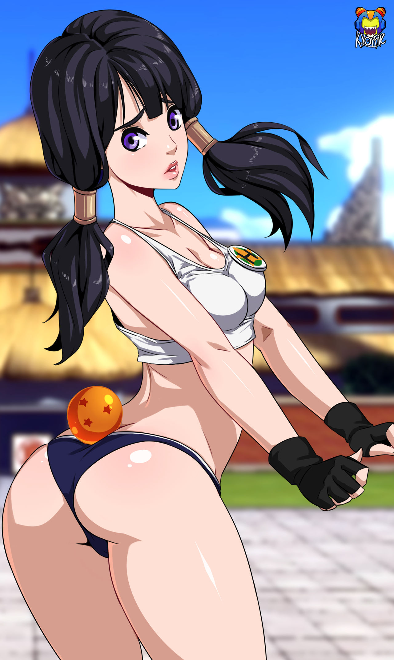 alternate costume, bra, cameltoe, dragon ball, dragon ball (object), dragon ball z, female, kyoffie, panties, pussy, tagme, twintails, videl