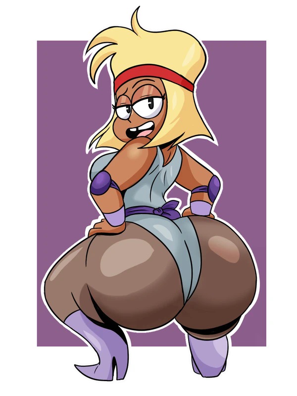 1girls, ass, big ass, carol (ok k.o.! let's be heroes), carol kincaid, female, female only, high heel boots, looking at viewer, looking back, mature female, ok k.o.! let's be heroes, presenting hindquarters, solo, solo female, squatting, twerking