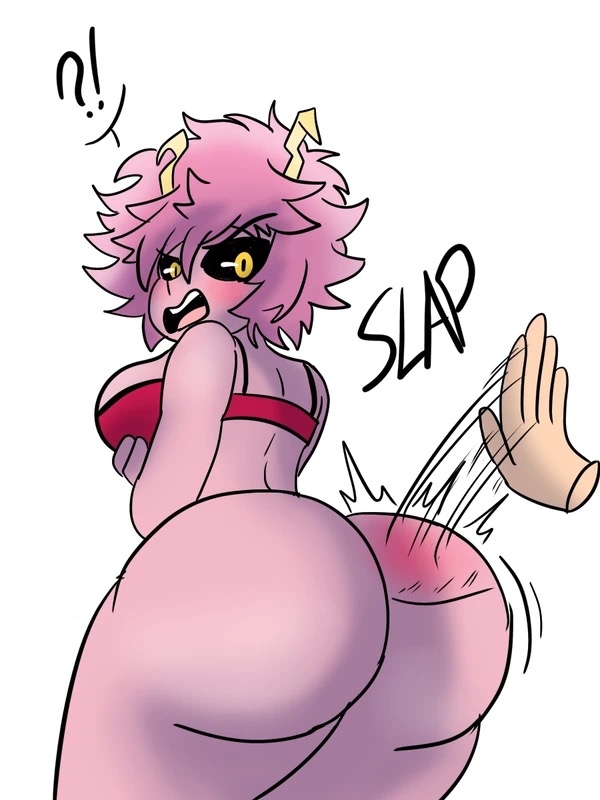 1boy, 1girls, ambiguous gender, ass, ass focus, ass slap, big ass, big breasts, bimbo, black sclera, blush, bra, breasts, bubble ass, bubble butt, busty, butt focus, disembodied hand, female, female focus, huge ass, humanoid, male, mina ashido, my hero academia, nathanatwar, no visible genitalia, partial male, slap mark, straight, surprised, teenager, whateverdoes