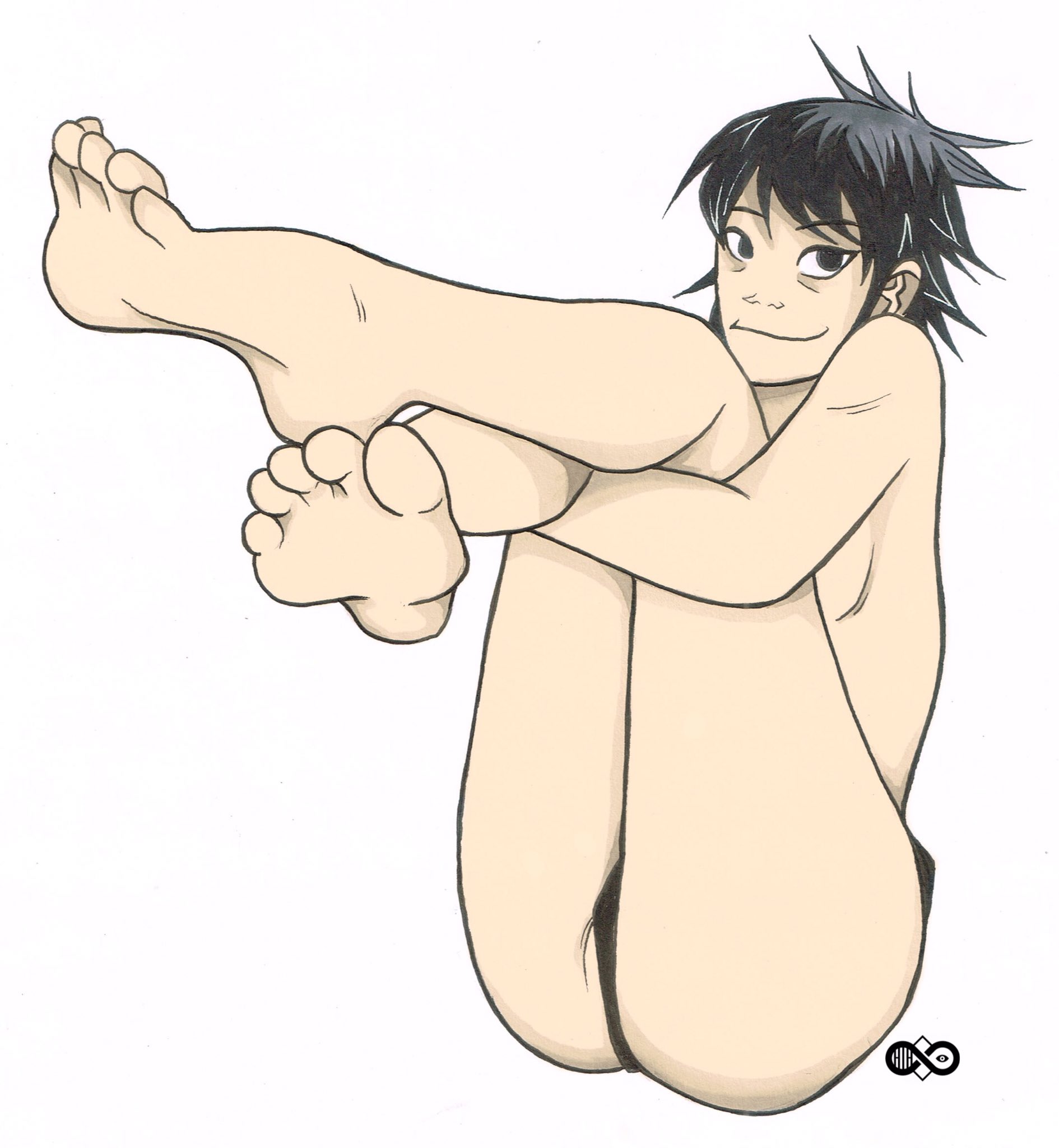 breasts, feet, female, gorillaz, harrisartz, messy hair, noodle (gorillaz), panties, smile, soles, tagme, thighs, toes