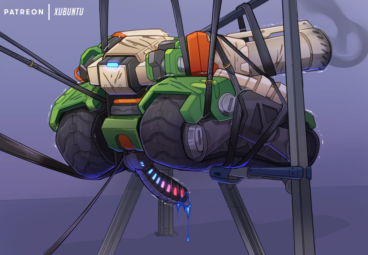 bastion_(overwatch) belt blizzard_entertainment blue_cum blue_light bodily_fluids bondage bound colored_cum cum genital_fluids glowing glowing_cum gun knot living_machine living_tank living_vehicle machine male no_humans overwatch qwertydragon ranged_weapon robot shuddering solo tank unusual_cum vehicle video_games weapon xubuntu_(artist)