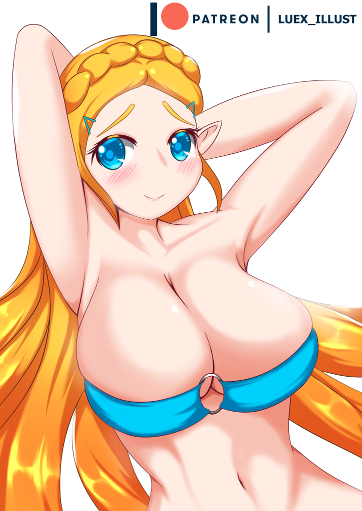 bad_censor big_breasts breath_of_the_wild censored covered_nipples covering demigoddess female female_focus female_only long_hair luex nintendo princess_zelda solo solo_female solo_focus the_legend_of_zelda zelda_(breath_of_the_wild)