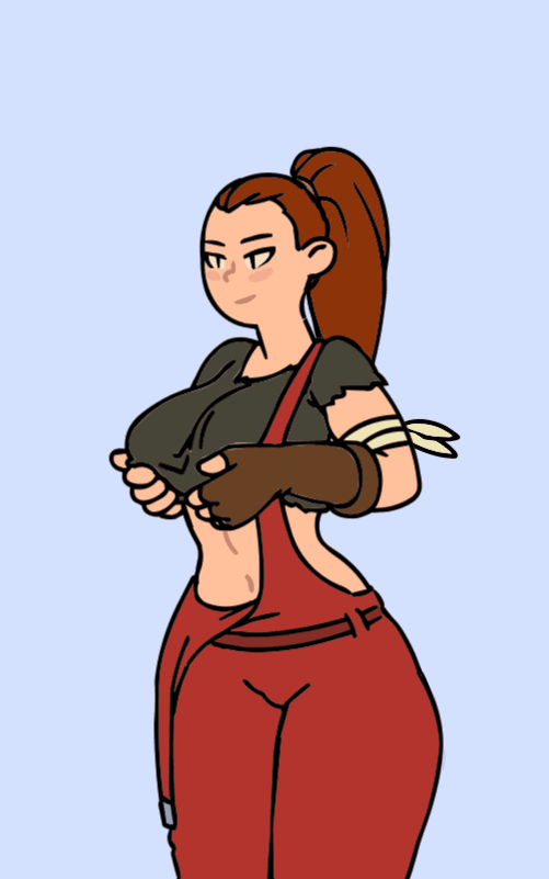 2d, animated, areolae, big breasts, blizzard entertainment, breasts, brigitte, chelodoy, female, female only, flashing, large breasts, looking at viewer, nipples, overwatch, presenting, shirt lift, smooth animation, solo, tattoo