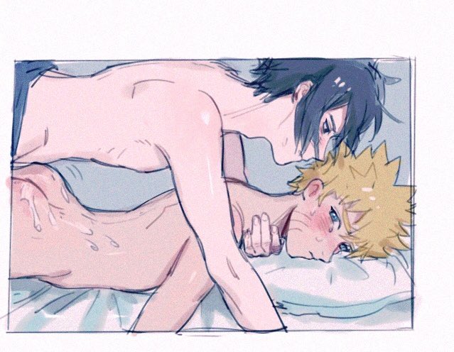 2boys anal anal_sex ass bed bed_sheet black_eyes black_hair blonde_hair blue_eyes blush choking crying crying_with_eyes_open cum cum_on_ass cumshot ejaculation from_above gay hand_around_neck male male/male male_only male_penetrating manaherod naked naruto naruto_(series) naruto_shippuden naruto_uzumaki nude nude_male pale-skinned_male pale_skin penetration pillow sasuke_uchiha sex strangling tears twink uzumaki_naruto whisker_markings whiskers yaoi yellow_hair