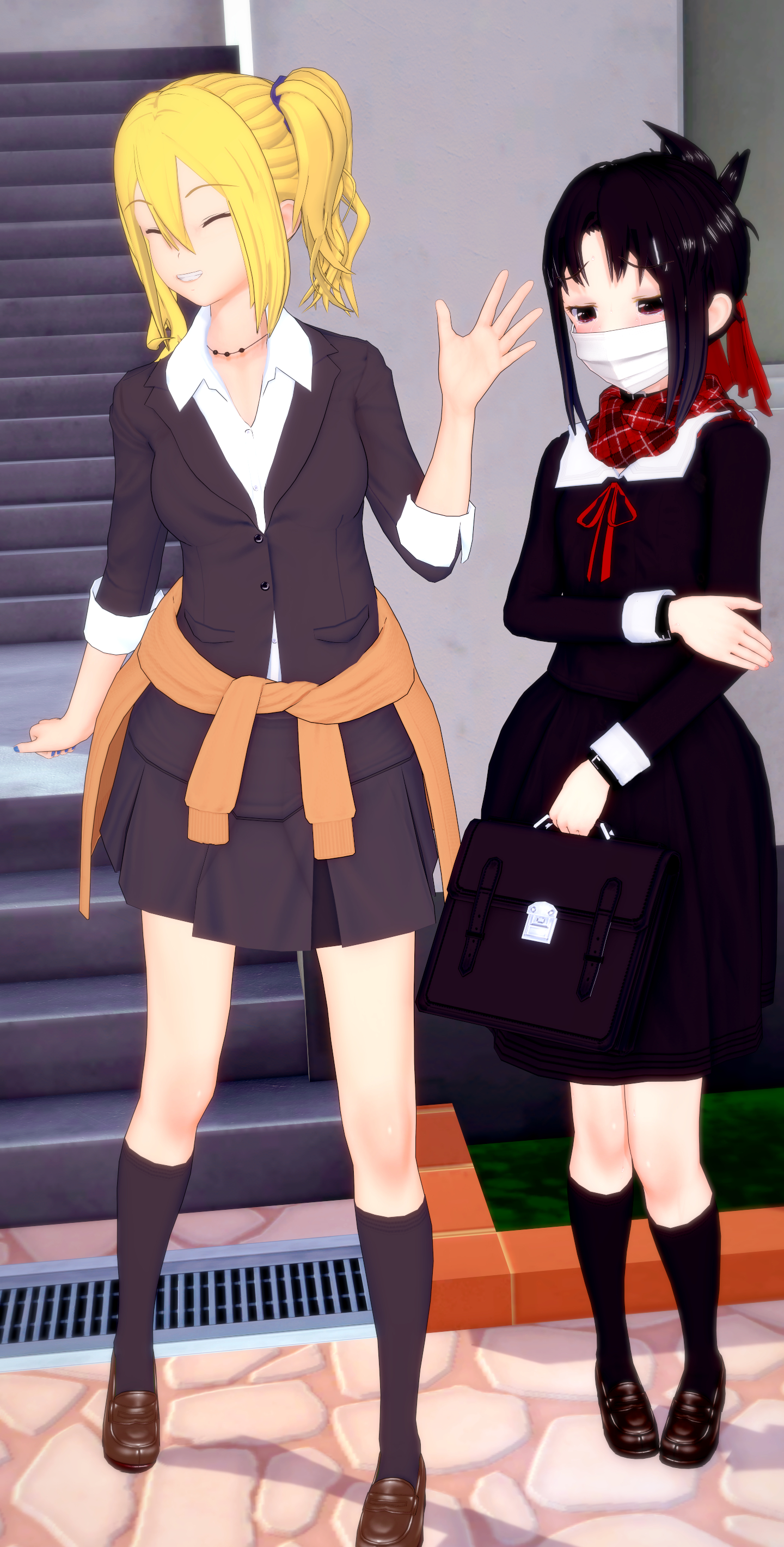 3d, bondage, female, female only, ff7sfm, gagged, hayasaka ai, kaguya-sama wa kokurasetai ~tensai-tachi no renai zunousen~, koikatsu, outdoors, piercing, shinomiya kaguya, tattoo