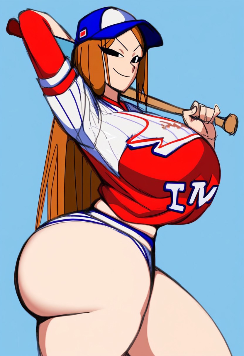 1girls ai_generated baseball_bat baseball_uniform c curvy curvy_female holding luca oc original_character plump_thighs solo ssktch thick_thighs wide_hips wide_thighs