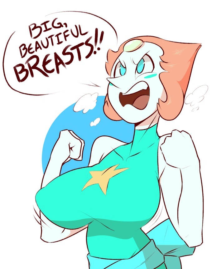 angry artist_request big_breasts breasts cartoon_network dialogue english_text female gem_(species) hi_res huge_breasts large_breasts pearl_(steven_universe) solo steven_universe