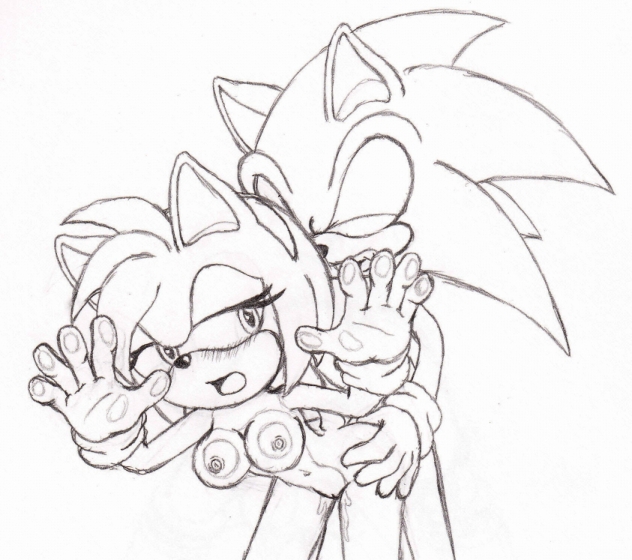 amy_rose anthro blush breasts female fur furry furry_only hedgehog large_breasts male mammal monochrome open_mouth sex sonic_(series) sonic_the_hedgehog sonikdude750 standing straight