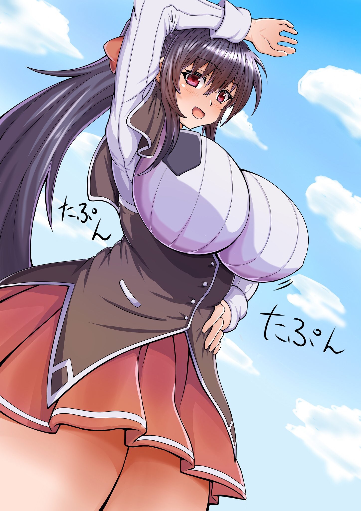 1girls, akeno himejima, breasts, cartoony, curvy, demon, demon girl, female, female only, high school dxd, huge breasts, humanoid, indigo hair, long hair, magenta eyes, school uniform, schoolgirl, skirt, smiling, thick thighs, yamagami12345