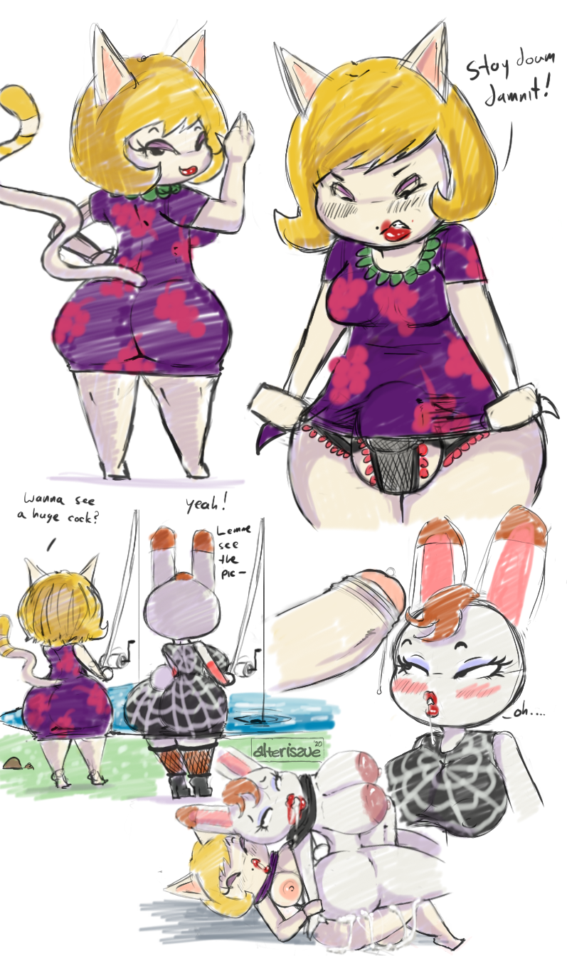 2020 alterissue animal_crossing animal_crossing_new_horizons animal_crossing_new_leaf cum_inside fishing fishing_rod fishnets furry futa_on_female futanari futanari_penetrating herm herm_on_female intersex monique_(animal_crossing) nintendo stomach_bulge tiffany_(animal_crossing)