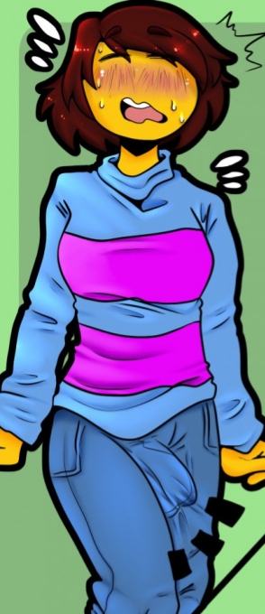 1futa, blush, bulge, edit, frisk, futanari, intersex, solo, solo futa, tagme, undertale