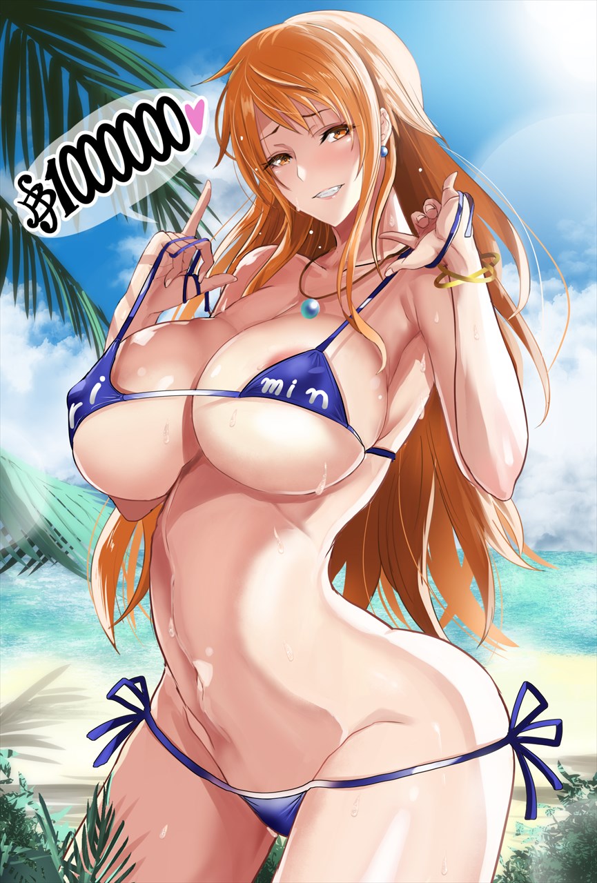 1girls, big breasts, breasts, female, female focus, female human, female only, human, kawa batayoshi, long hair, nami (one piece), one piece, orange hair, post-timeskip, solo, solo female, solo focus