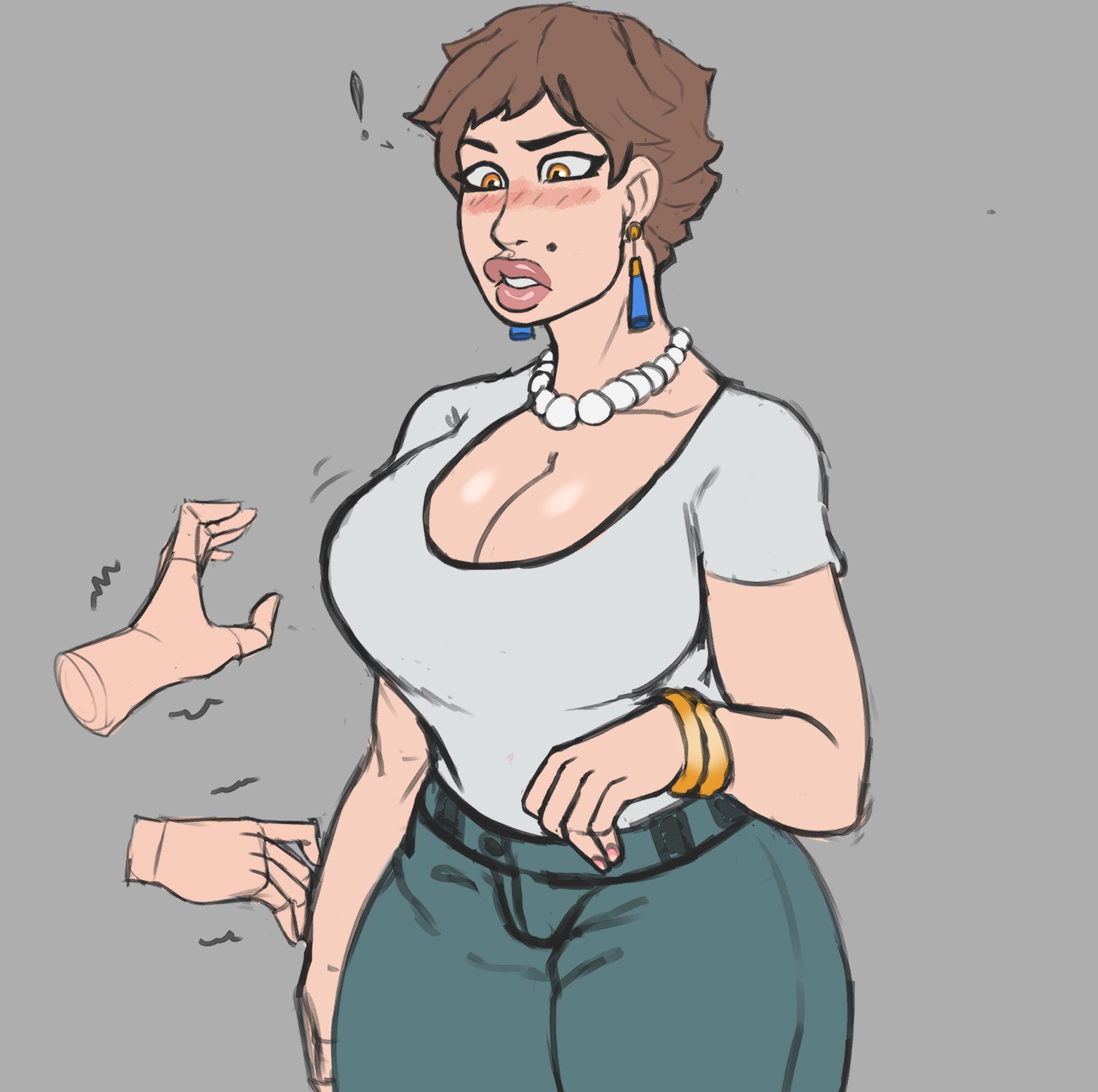 1girls, ass, big ass, big lips, breasts, brown hair, earrings, female, hands, huge breasts, jeans, jumbogumbo, large breasts, milf, necklace, rainbow six, rainbow six siege, tagme, tom clancy, voluptuous, zofia (rainbow six)