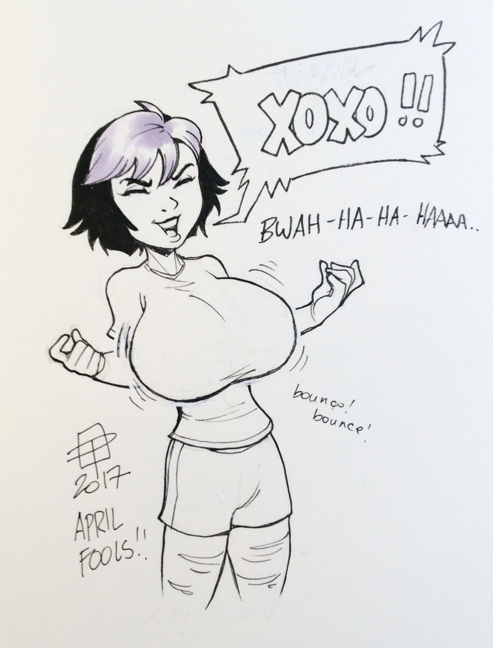 1girls 2017 big_hero_6 callmepo clone disney female female_only gogo_tomago huge_breasts marvel monochrome rough_sketch solo xo-xo