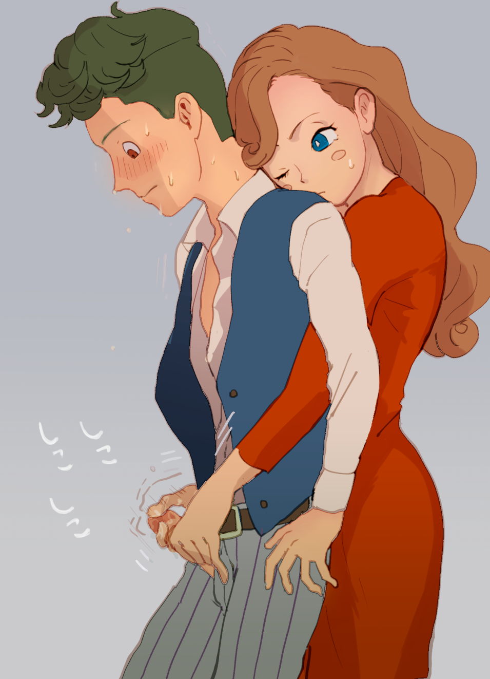 1boy 1girls ernest_greeves female handjob katrielle_layton layton's_mystery_journey level-5 male nintendo professor_layton ukyu