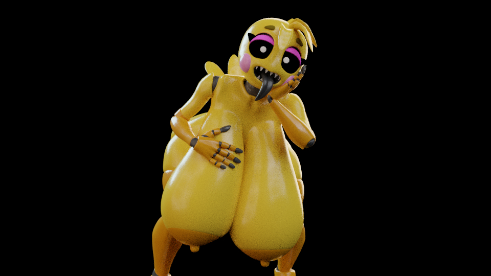 1girls 3d 3d_(artwork) akkoarcade animatronic big_breasts black_sclera breasts chicken female five_nights_at_freddy's five_nights_at_freddy's_2 fnaf hyper hyper_breasts massive_breasts robot scottgames toy_chica_(akkoarcade) toy_chica_(fnaf) yellow_body