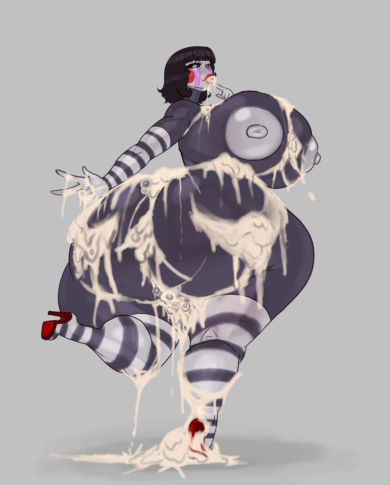 ass, big breasts, black hair, breasts, chubby female, female, five nights at freddy's, five nights at freddy's 2, flamingsanity, marionette (fnaf), puppet, puppet (fnaf), puppet (thepuppetlover), short hair, solo, thick ass, thick thighs