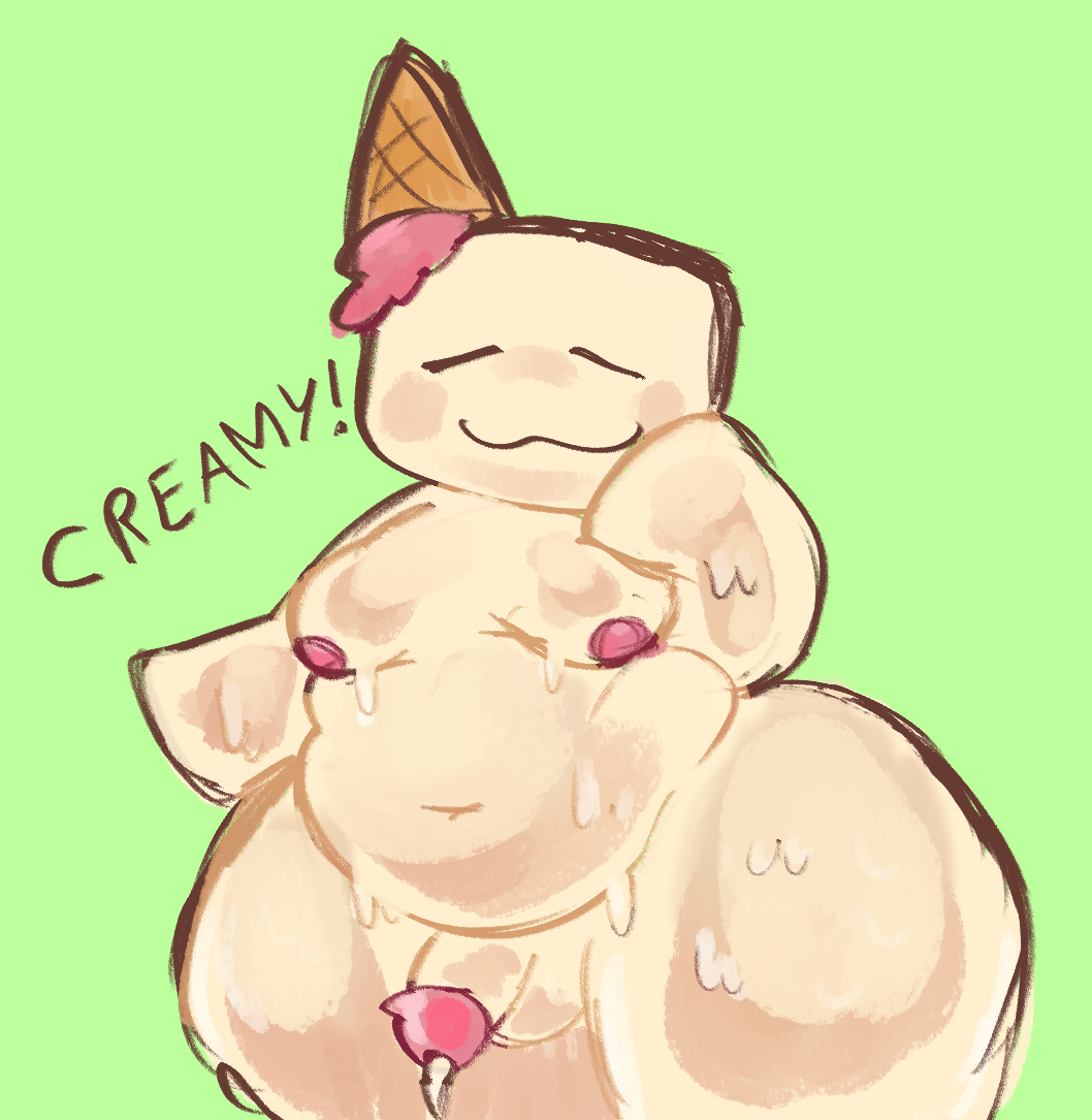 1anthro :3 =_= anthro anthro_focus anthro_only ass_visible_through_thighs balls belly bhm blush chubby closed_eyes cream_body cream_skin crem_(regretevator) dumptruck_ass fat fat_thighs futa_only futanari grossthing_(artist) ice_cream ice_cream_cone ice_cream_creature large_thighs leaking_cum messy_linework moobs naked navel nipples nude overweight overweight_male penis pink_nipples regretevator roblox roblox_game solo solo_focus text thick_thighs thighs thighs_bigger_than_head