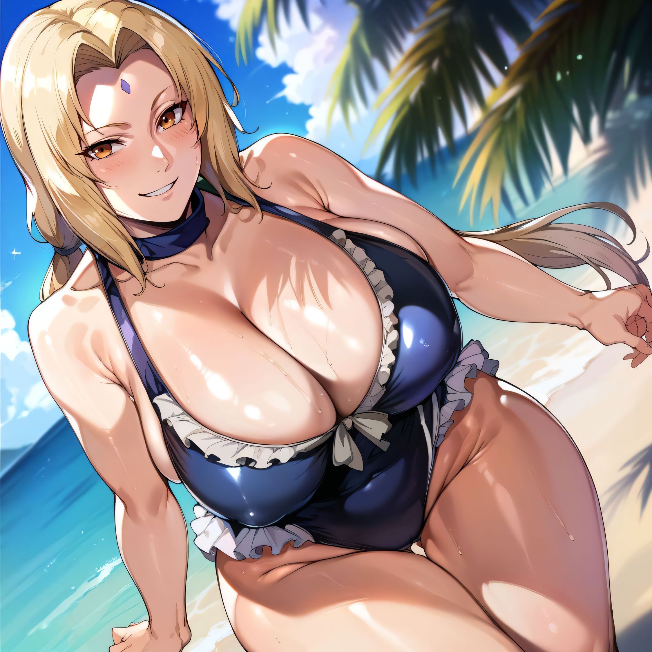 1girls, ai generated, alternate breast size, beach, big breasts, breasts, busty, curvaceous, curvy, curvy body, curvy female, curvy figure, female, huge breasts, large breasts, mommy, naruto, naruto (series), nipples, sweat, sweating, sweaty, sweaty body, sweaty breasts, swimsuit, thick thighs, thighs, tsunade, venus body