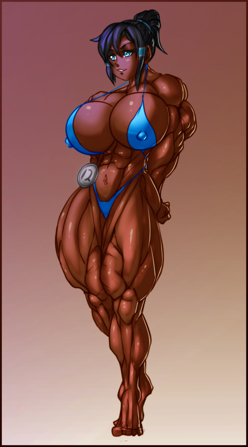 1girls avatar_legends b9tribeca big_muscles dark-skinned_female dark_skin extreme_muscles female korra large_breasts muscular muscular_female straight_hair swimsuit the_avatar the_legend_of_korra water_tribe