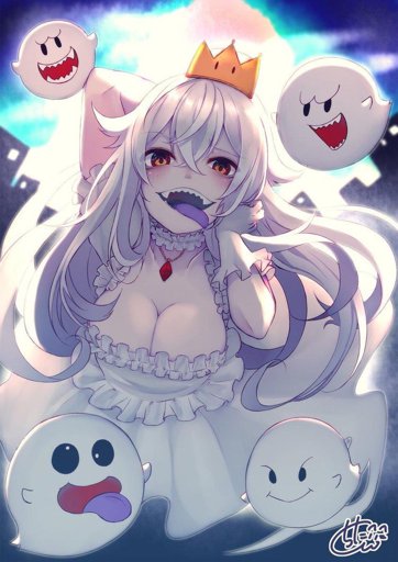 between breasts, boo (mario), boo buddies, boosette, breasts, chita (ketchup), cleavage, female, female only, huge breasts, mario (series), new super mario bros. u deluxe, nintendo, super mario world