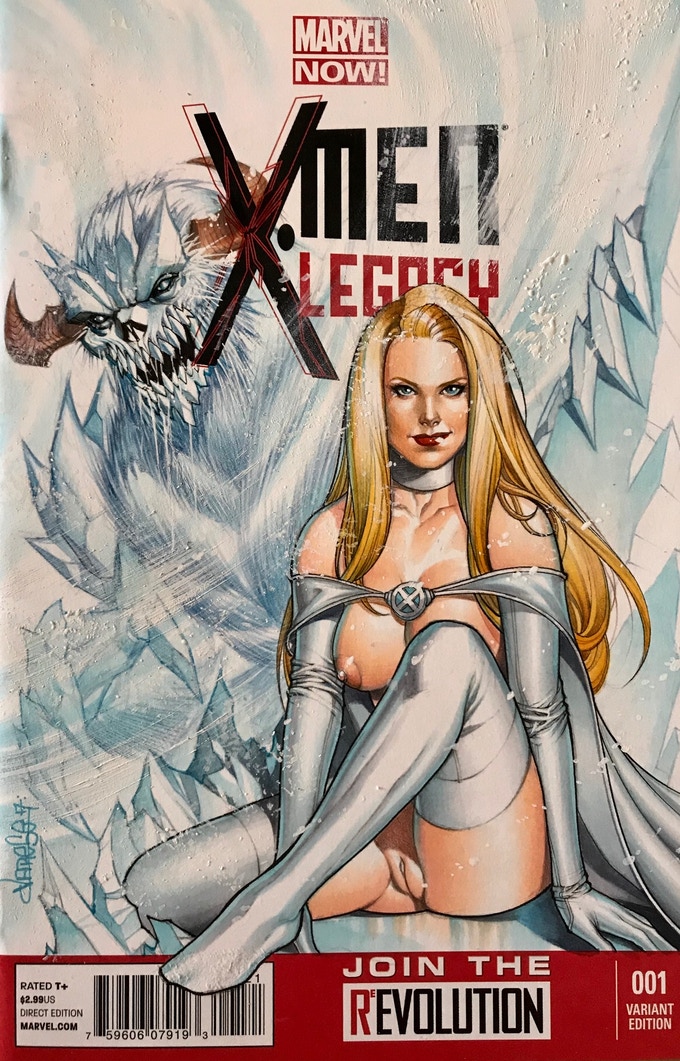 1girls blonde_female blonde_hair blue_eyes breasts breasts_out cape curvy emma_frost faro_kane female female_only looking_at_viewer marvel marvel_comics pussy shaved_pussy sitting thighhighs vagina white_queen x-men