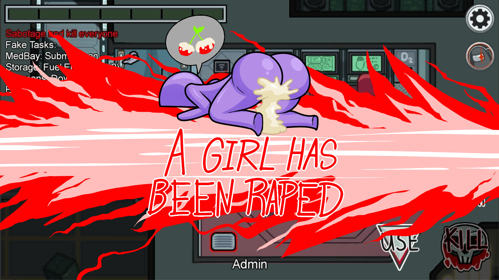 1girls, absurd res, absurd resolution, absurdres, after rape, after sex, alternate ass size, among us, ass, big ass, clothed female, cum, digital media (artwork), english text, female, female focus, female only, fucked silly, hi res, high resolution, highres, huge ass, jaiden, jaiden animations, large ass, purple (among us), rape, richdraw, tagme, text, used, youtube, youtuber