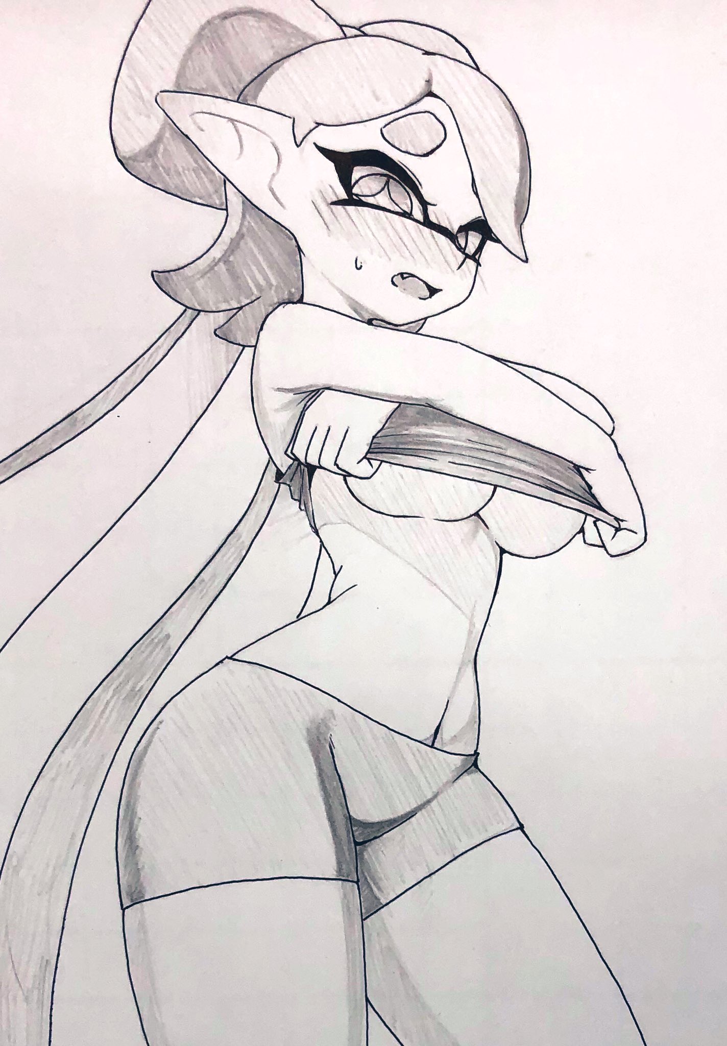 callie (splatoon), female, nintendo, smooth skin, solo, spats, splatoon, straight hair, tagme, tight clothing