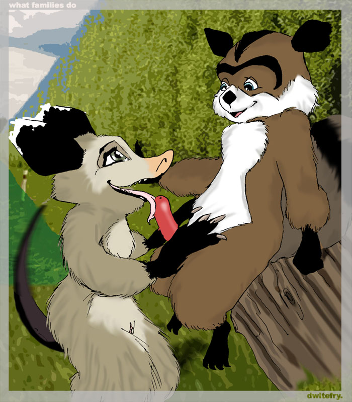 00s 2000s 2007 animal_genitalia dreamworks dwitefry heather_(over_the_hedge) licking licking_penis mammal open_mouth over_the_hedge paramount_pictures penis raccoon rj_(over_the_hedge) tagme tongue_out