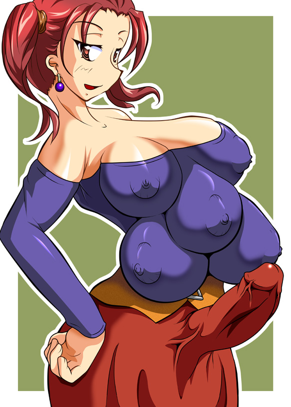 1futa 5_breasts artist_request clothing dragon_quest dragon_quest_viii erect_nipples erect_nipples_under_clothes futa_only futanari intersex jessica_albert large_breasts multi_breast nipples solo tagme