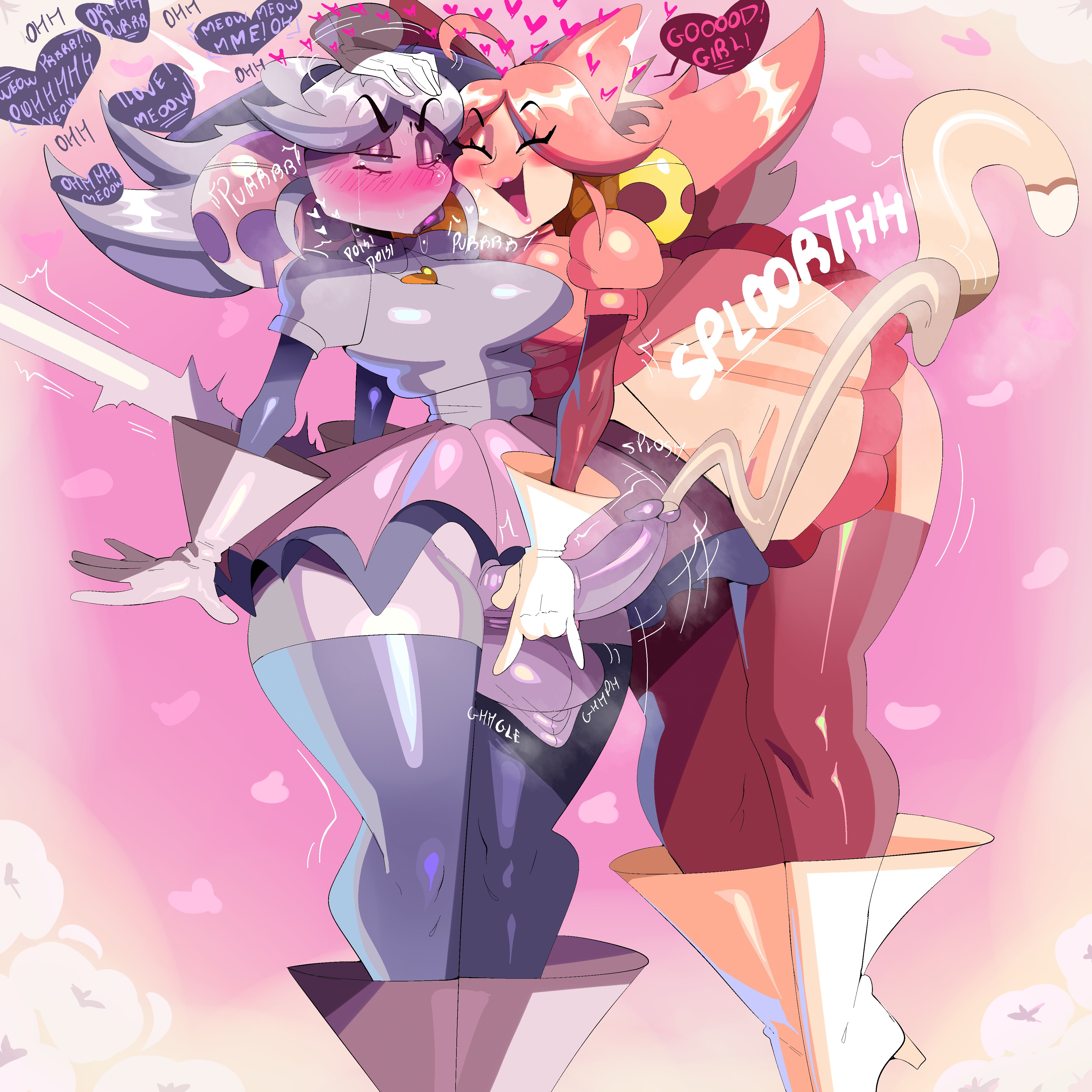 1futa, 1futa1girl, 1girl, 1girl1futa, 2d, bell, big ass, big butt, big thighs, cat, cat ears, cat girl, cat tail, catgirl, cum, cumming, deltarune, ejaculate, ejaculating, ejaculating cum, ejaculation, excessive cum, futa on female, futanari, handjob, hung, hung futa, hung transfem, image, irritable ghost (deltarune), lipstick, mad mew mew, medium boobs, medium breasts, medium penis, medium tits, pink (deltarune), tagme, tayronnebr, tayuri, thick, thick ass, thick butt, thick hips, thick legs, thick thighs, trans woman, transfem, transgender, undertale, undertale (series)