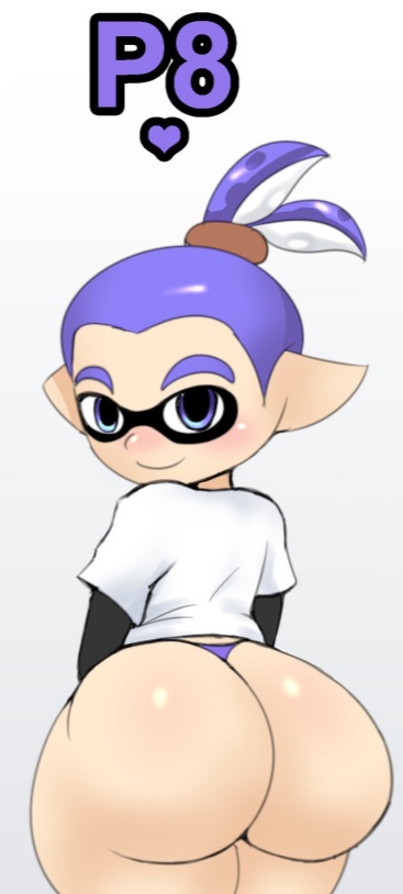 1boy, anthro, ass, ass focus, big ass, big butt, blue eyes, blue hair, bottom heavy, cephalopod, cephalopod humanoid, femboy, gay, humanoid, inkling, inkling boy, john (splatoon), looking at viewer, male, male only, mask (marking), nintendo, no humans, pointy ears, solo, splatoon, squid, super smash bros., tagme, tentacle, tentacle hair, yaoi, zeriie