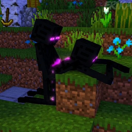 2 2boys 3d anal anal_sex black_skin cum cum_in_ass cum_inside enderman forest fr1ka gay minecraft penetration purple_eyes purple_penis