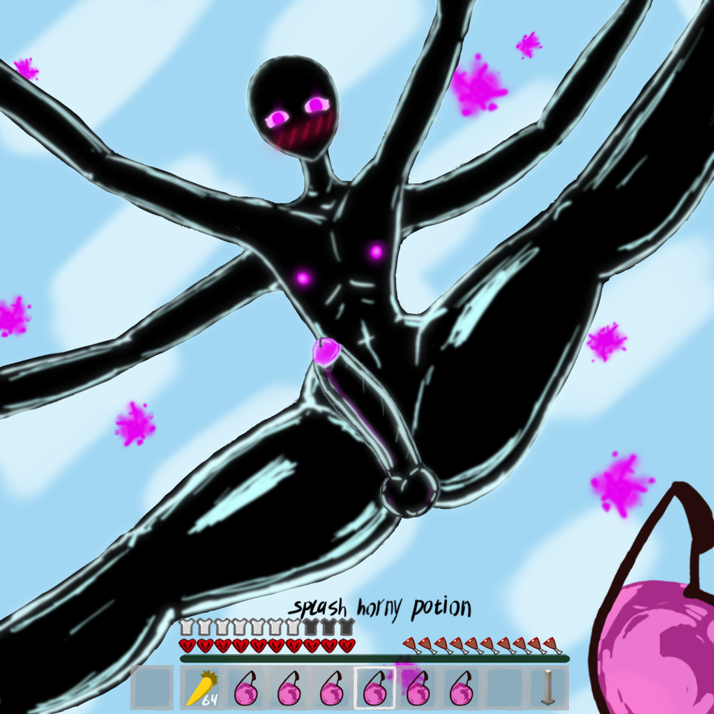 4_arms big_penis black_skin dark_skin enderman femboy girly looking_at_viewer male male_only minecraft multi_arm multi_limb mutant mutant_enderman mutant_mobs_mod potion pov purple_eyes spread_legs wonderloh1